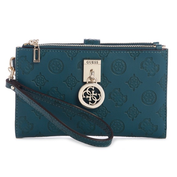Guess Bags Nwt Guess Los Angeles Double Zip Wristlet Slg